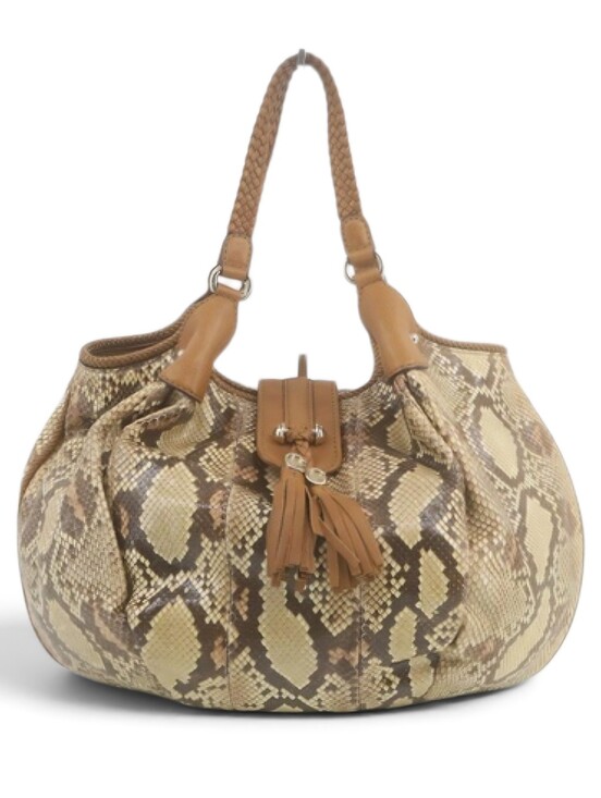 Gucci Handbags - Gucci Python Marrakech Hobo Shoulder Bag Neutral Snakeskin Leather